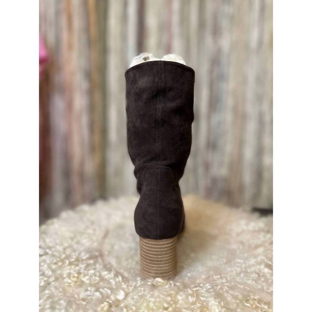 NEW CORKYS FOOTWEAR women's wicked slouch ankle faux suede boots in chocolate - Picture 5 of 6